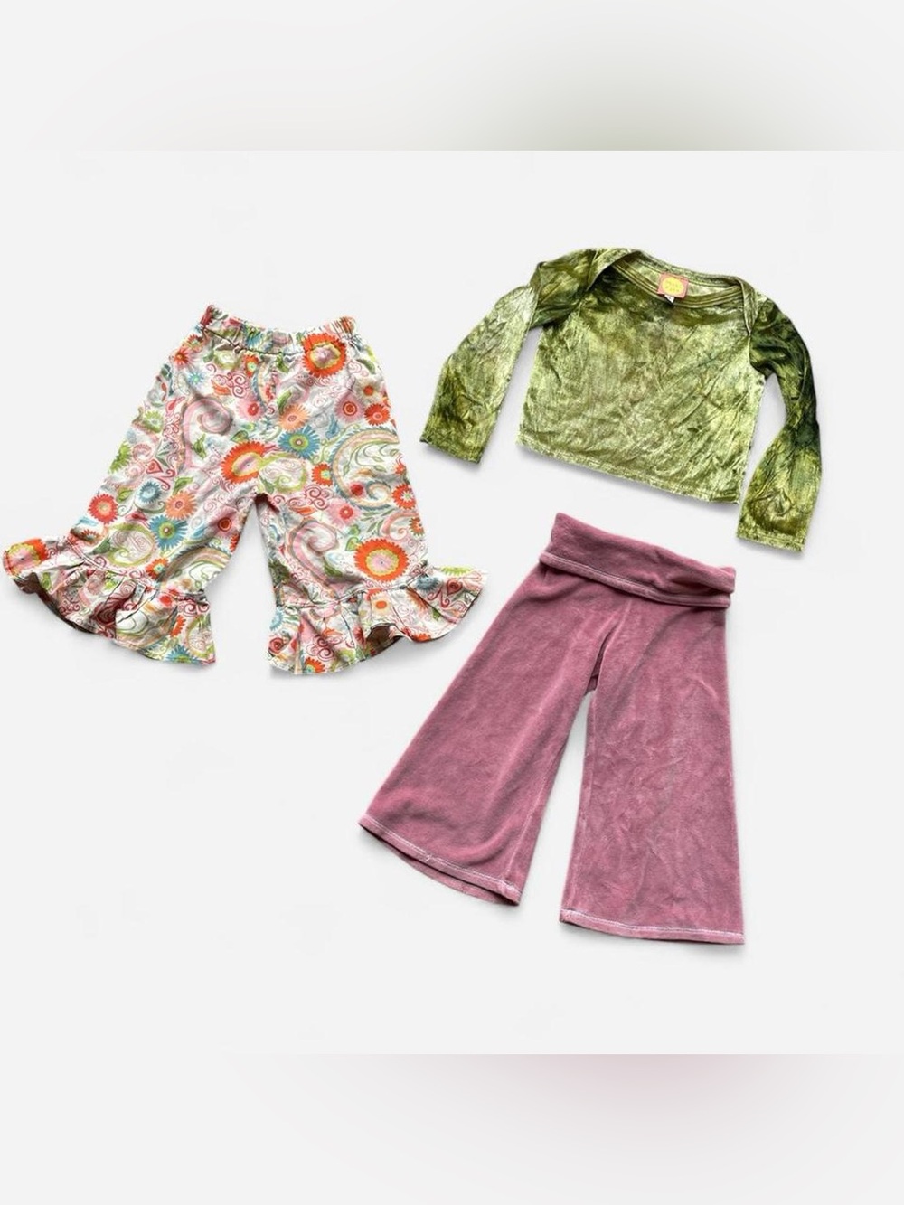 Stylish high quality little girls clothing bundle flower power velvet velour